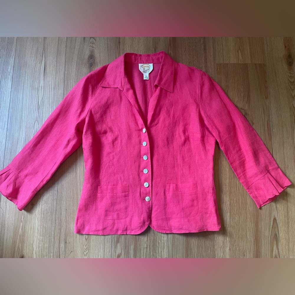 Talbots bright pink linen blazer, size 8